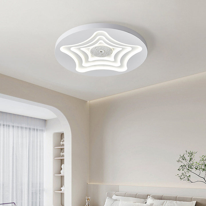 Zeitgenössische nordische runde Sternen-Mond-Eisenharz-Acryl-LED-Deckenleuchte für das Schlafzimmer 