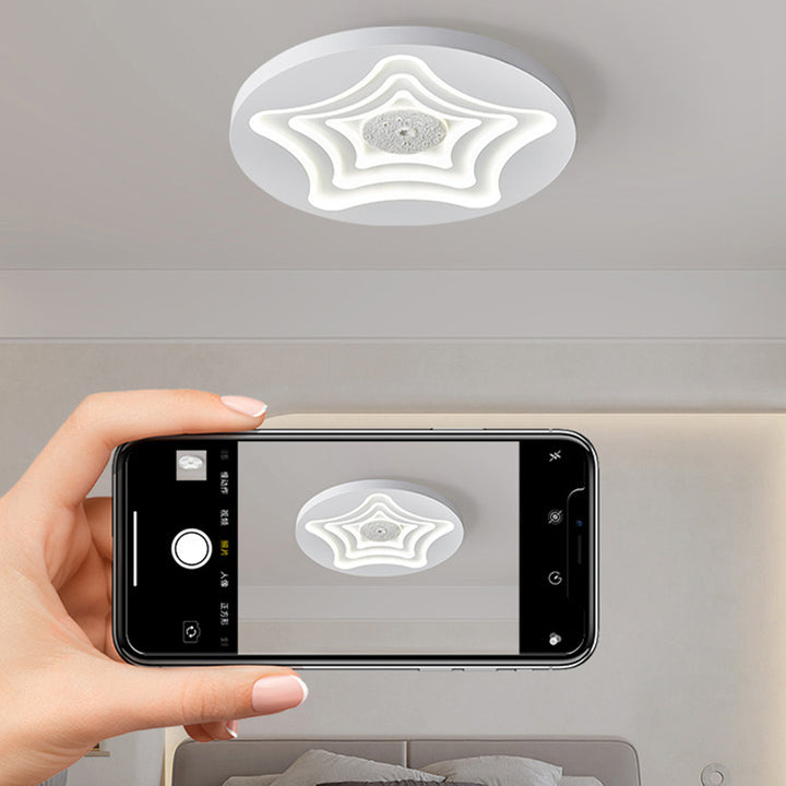 Zeitgenössische nordische runde Sternen-Mond-Eisenharz-Acryl-LED-Deckenleuchte für das Schlafzimmer 