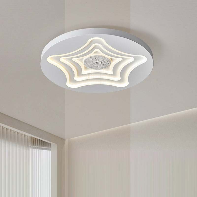 Zeitgenössische nordische runde Sternen-Mond-Eisenharz-Acryl-LED-Deckenleuchte für das Schlafzimmer 