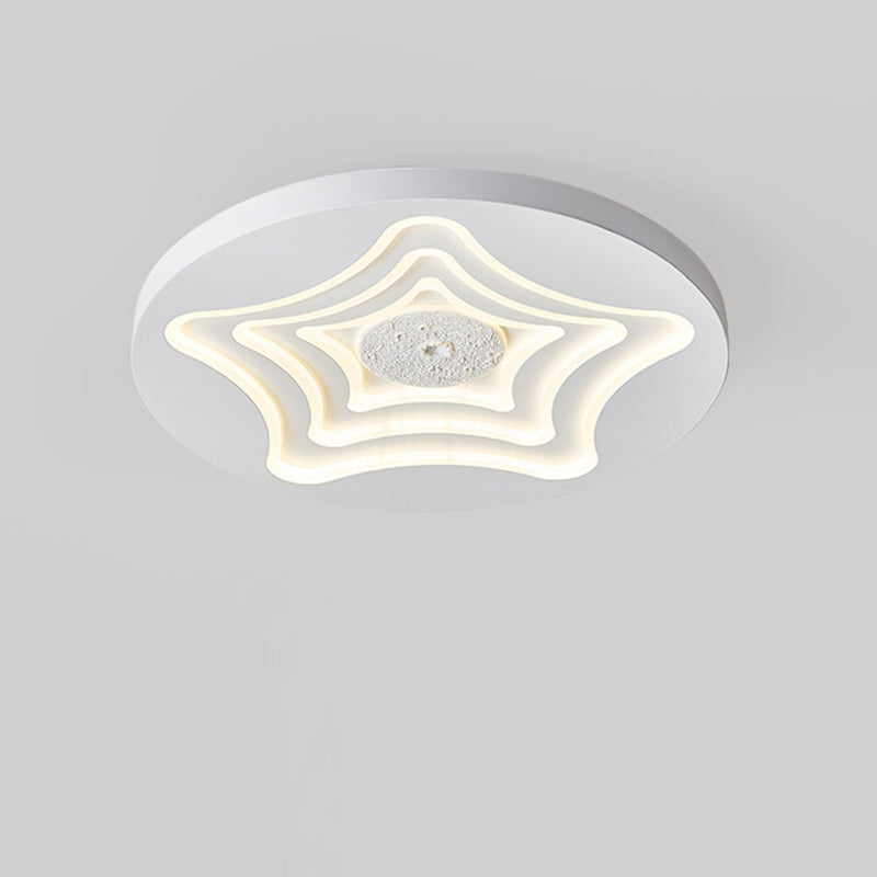 Zeitgenössische nordische runde Sternen-Mond-Eisenharz-Acryl-LED-Deckenleuchte für das Schlafzimmer 
