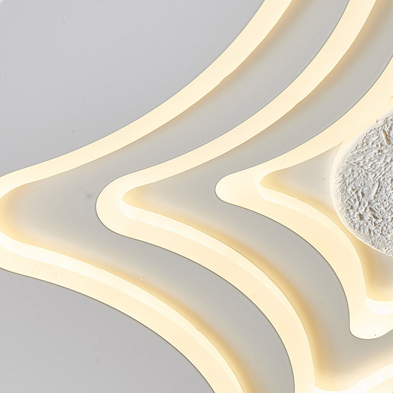 Zeitgenössische nordische runde Sternen-Mond-Eisenharz-Acryl-LED-Deckenleuchte für das Schlafzimmer 