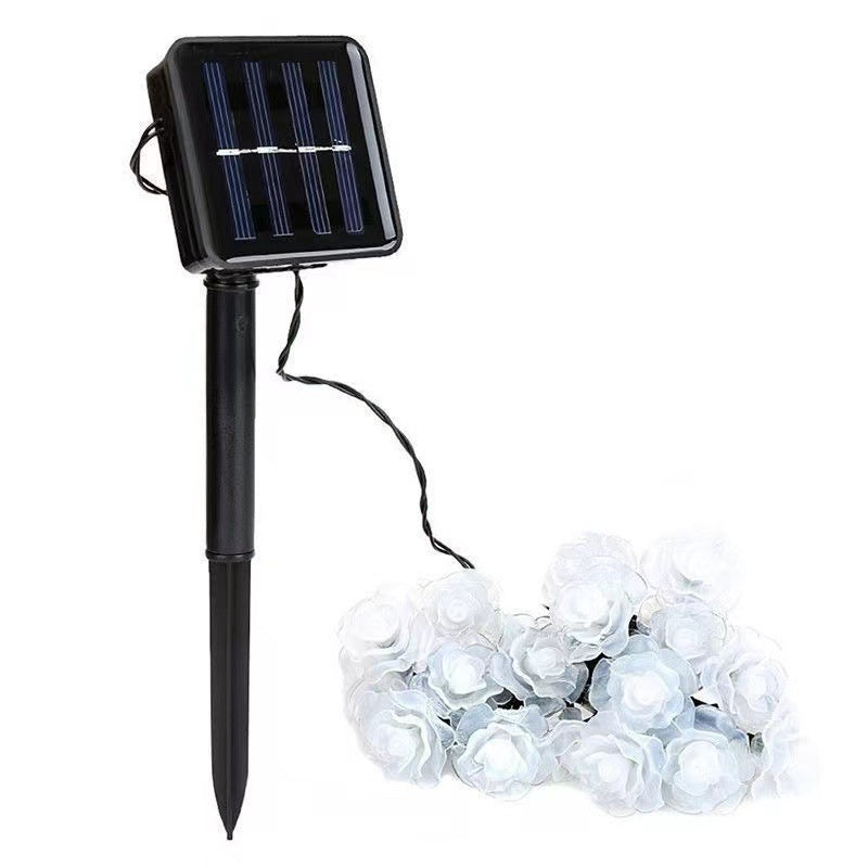 Luz de cadena LED de decoración romántica de rosa de batería solar Art Deco moderna impermeable de PVC para jardín 