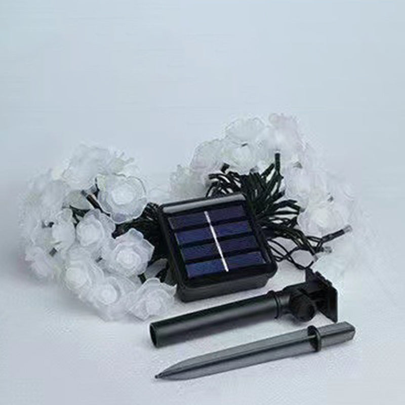 Moderne Art Deco Solar Batterie Wasserdicht PVC Rose Romantische Dekoration LED Lichterkette für Garten 