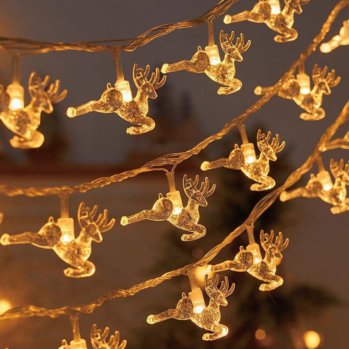 Modern Art Deco Battery USB PVC Deer Snow Star Christmas Tree Decoration LED String Light For Entertainment Room