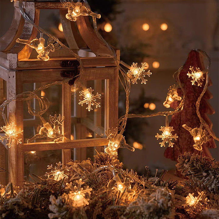 Modern Art Deco Battery USB PVC Deer Snow Star Christmas Tree Decoration LED String Light For Entertainment Room