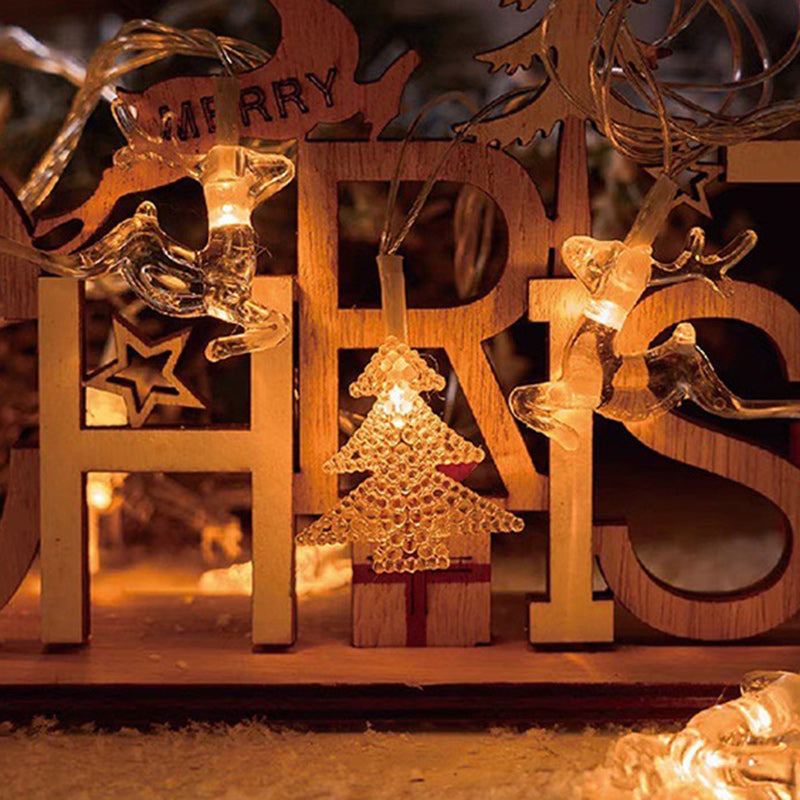 Modern Art Deco Battery USB PVC Deer Snow Star Christmas Tree Decoration LED String Light For Entertainment Room