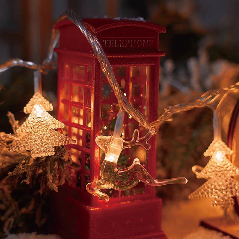 Moderne Art Deco Batterie USB PVC Hirsch Schnee Stern Weihnachtsbaum Dekoration LED Lichterkette für Unterhaltungsraum 