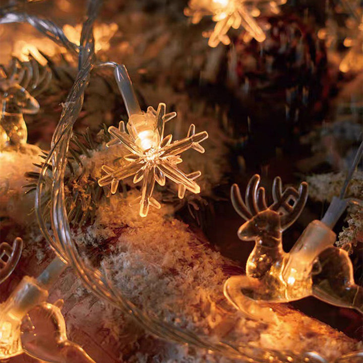 Modern Art Deco Battery USB PVC Deer Snow Star Christmas Tree Decoration LED String Light For Entertainment Room