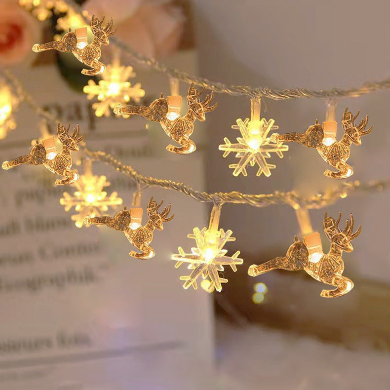 Moderne Art Deco Batterie USB PVC Hirsch Schnee Stern Weihnachtsbaum Dekoration LED Lichterkette für Unterhaltungsraum 