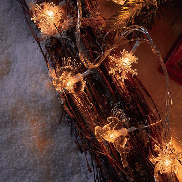 Modern Art Deco Battery USB PVC Deer Snow Star Christmas Tree Decoration LED String Light For Entertainment Room