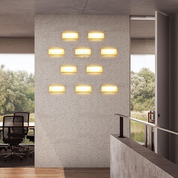 Modern Simplicity Imitation Marble Iron Rectangular LED Wall Sconce Lamp For Hallway
