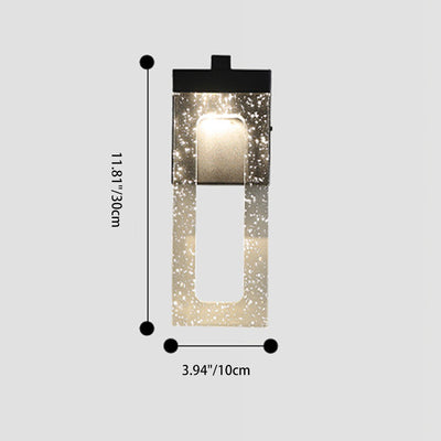Modern Luxury Waterproof Crystal Stainless Steel Rectangular Bubble LED Wall Sconce Lamp For Outdoor Patio