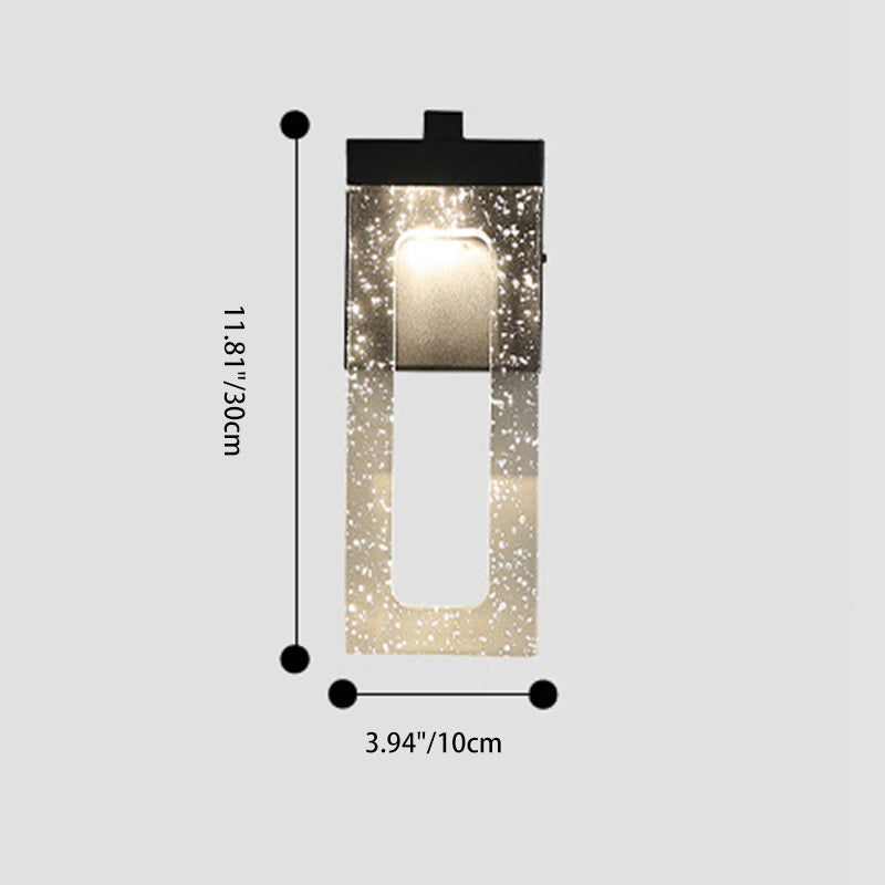 Modern Luxury Waterproof Crystal Stainless Steel Rectangular Bubble LED Wall Sconce Lamp For Outdoor Patio
