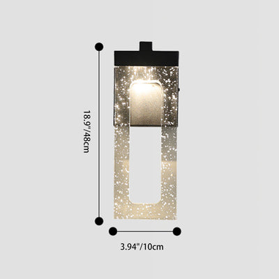 Modern Luxury Waterproof Crystal Stainless Steel Rectangular Bubble LED Wall Sconce Lamp For Outdoor Patio