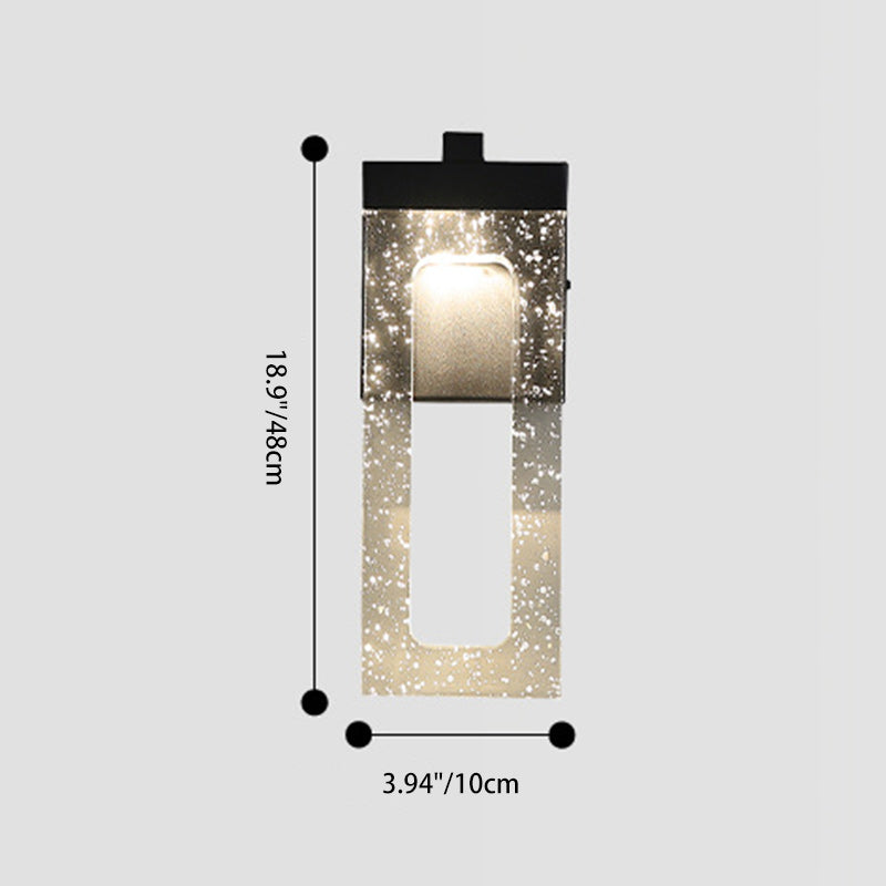 Modern Luxury Waterproof Crystal Stainless Steel Rectangular Bubble LED Wall Sconce Lamp For Outdoor Patio