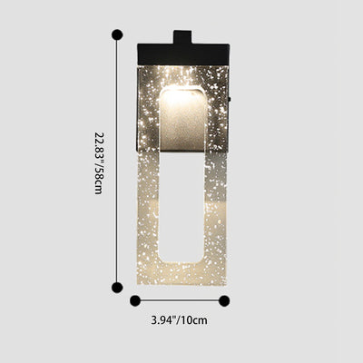 Modern Luxury Waterproof Crystal Stainless Steel Rectangular Bubble LED Wall Sconce Lamp For Outdoor Patio