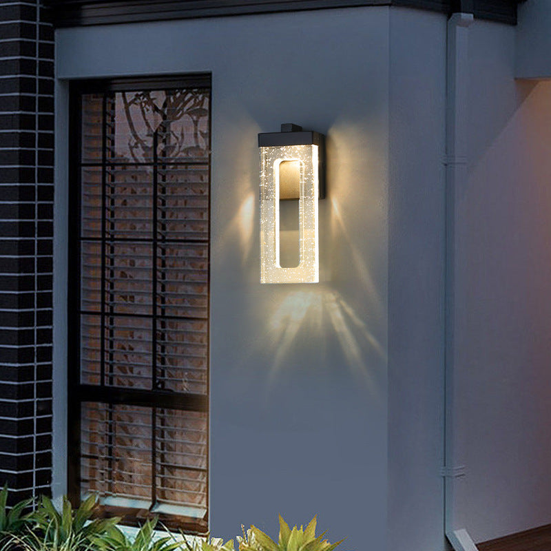 Modern Luxury Waterproof Crystal Stainless Steel Rectangular Bubble LED Wall Sconce Lamp For Outdoor Patio