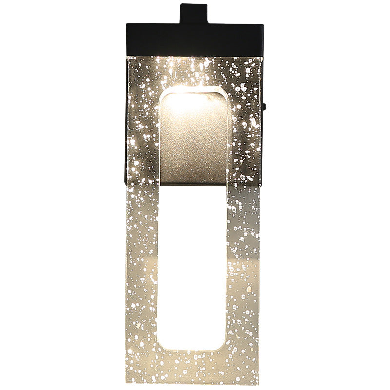 Modern Luxury Waterproof Crystal Stainless Steel Rectangular Bubble LED Wall Sconce Lamp For Outdoor Patio