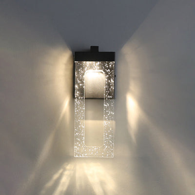 Modern Luxury Waterproof Crystal Stainless Steel Rectangular Bubble LED Wall Sconce Lamp For Outdoor Patio