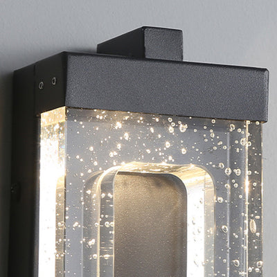 Modern Luxury Waterproof Crystal Stainless Steel Rectangular Bubble LED Wall Sconce Lamp For Outdoor Patio