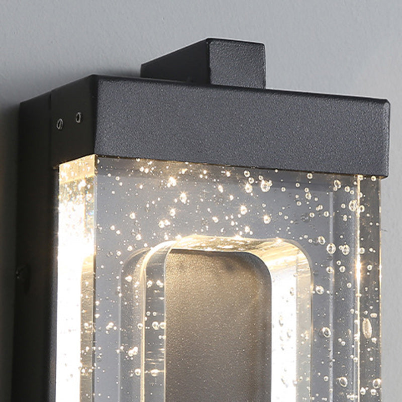 Modern Luxury Waterproof Crystal Stainless Steel Rectangular Bubble LED Wall Sconce Lamp For Outdoor Patio