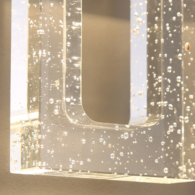 Modern Luxury Waterproof Crystal Stainless Steel Rectangular Bubble LED Wall Sconce Lamp For Outdoor Patio