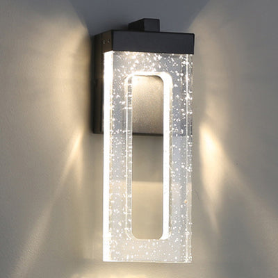 Modern Luxury Waterproof Crystal Stainless Steel Rectangular Bubble LED Wall Sconce Lamp For Outdoor Patio