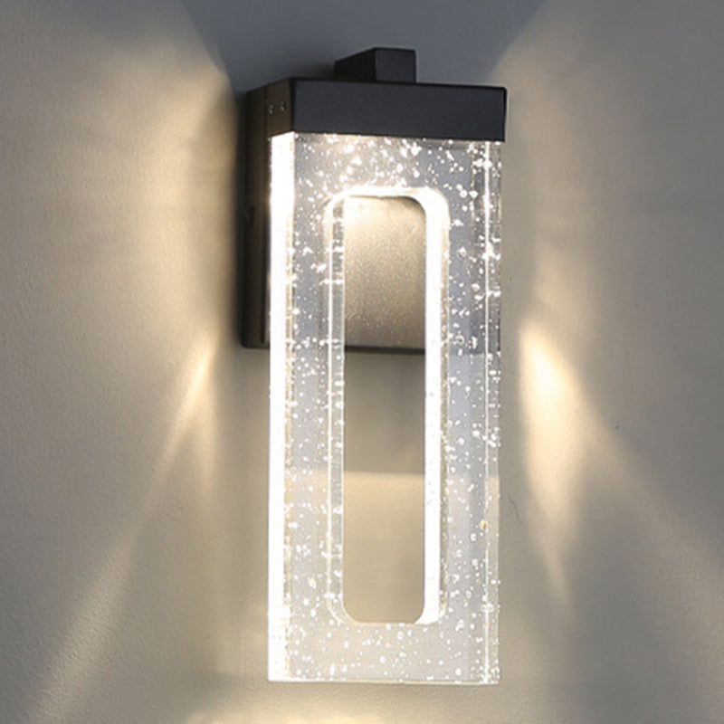 Modern Luxury Waterproof Crystal Stainless Steel Rectangular Bubble LED Wall Sconce Lamp For Outdoor Patio