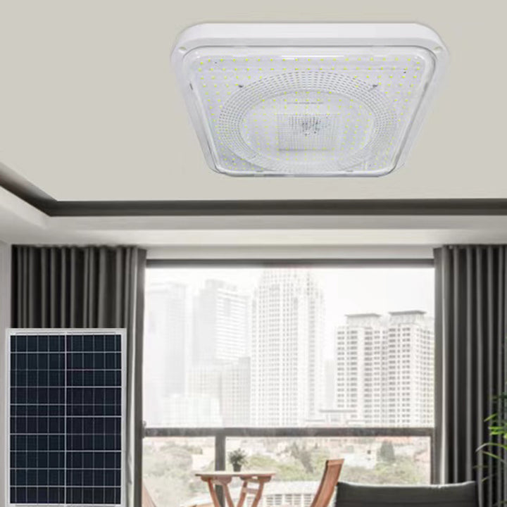 Modern Simplicity Solar Waterproof ABS Square LED Flush Mount Ceiling Light For Outdoor Patio