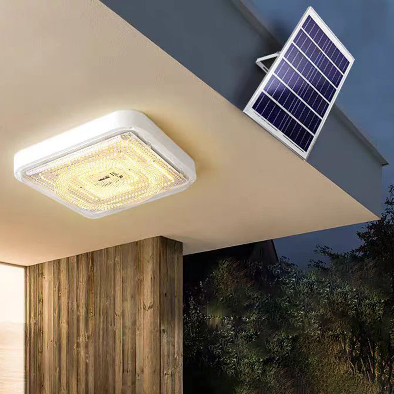 ضوء السقف LED المربع المقاوم للماء بالطاقة الشمسية من ABS بتصميم بسيط حديث للفناء الخارجي 