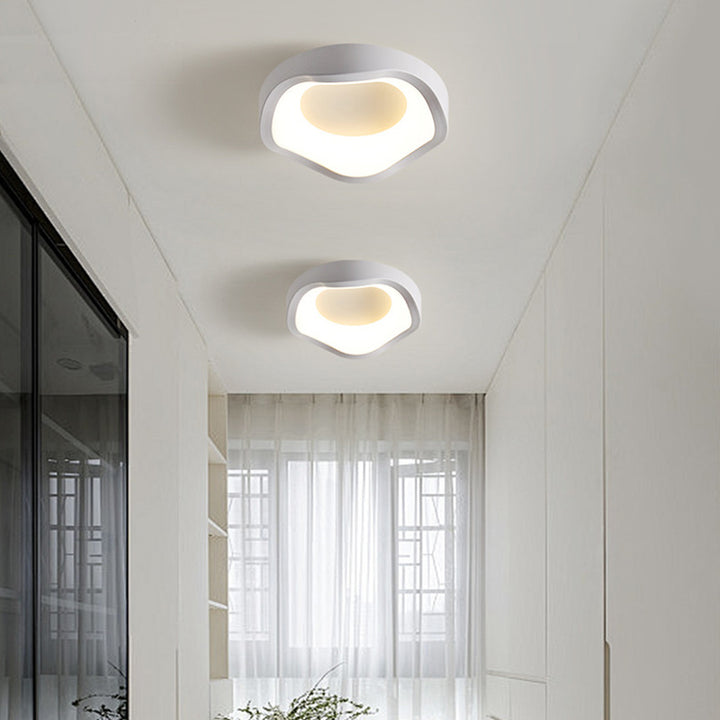 Plafonnier LED contemporain scandinave en fer et acrylique avec motif de fleurs rondes et nuages pour couloir 