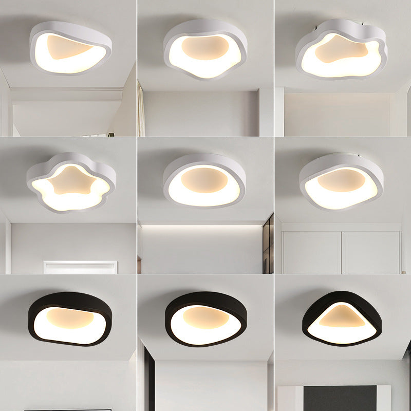 Plafonnier LED contemporain scandinave en fer et acrylique avec motif de fleurs rondes et nuages pour couloir 