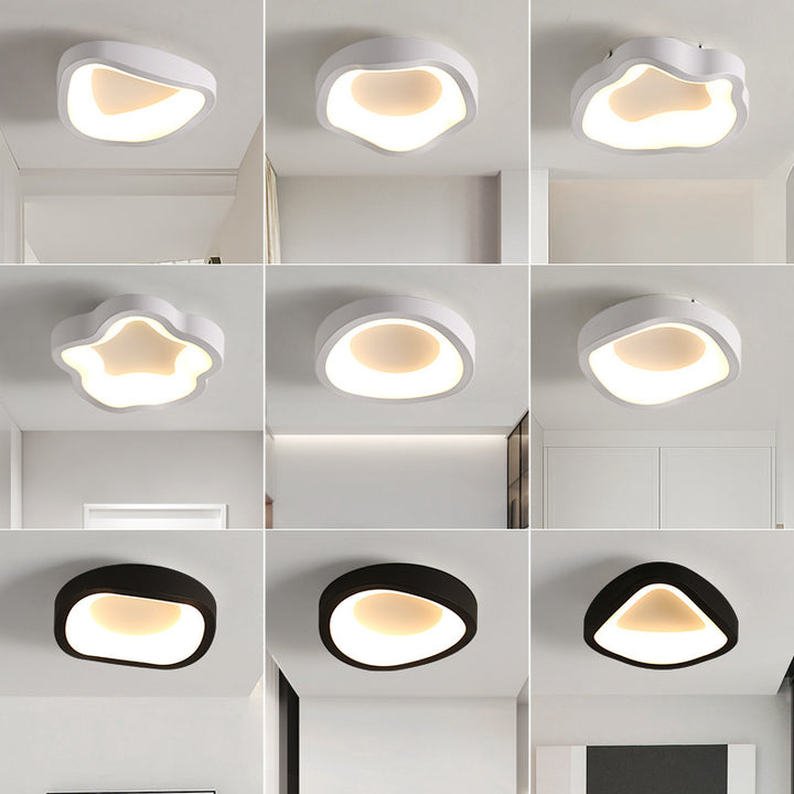 Plafonnier LED contemporain scandinave en fer et acrylique avec motif de fleurs rondes et nuages pour couloir 