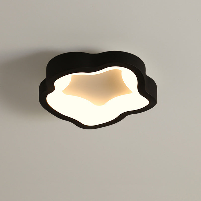 Plafonnier LED contemporain scandinave en fer et acrylique avec motif de fleurs rondes et nuages pour couloir 