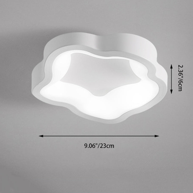 Plafonnier LED contemporain scandinave en fer et acrylique avec motif de fleurs rondes et nuages pour couloir 