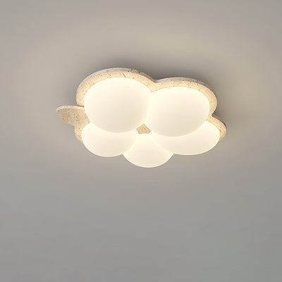 Plafonnier LED contemporain nordique en travertin avec motif de lapin et fleurs pour chambre à coucher 
