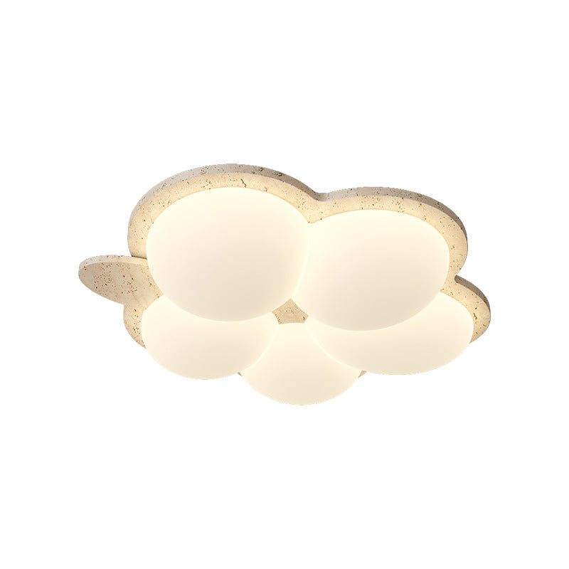 Plafonnier LED contemporain nordique en travertin avec motif de lapin et fleurs pour chambre à coucher 