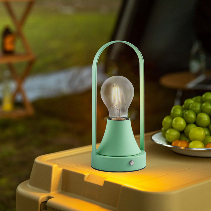 Contemporary Retro Rechargeable USB Iron Aluminum Bulb Portable 1-Light Table Lamp Night Light For Bedside