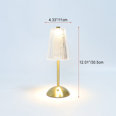 コンテンポラリー レトロ 充電式 アイアン PS コニック シリンダー スカート ストライプ LED テーブルランプ ベッドサイド用 