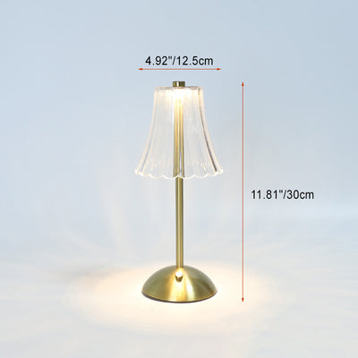 コンテンポラリー レトロ 充電式 アイアン PS コニック シリンダー スカート ストライプ LED テーブルランプ ベッドサイド用 