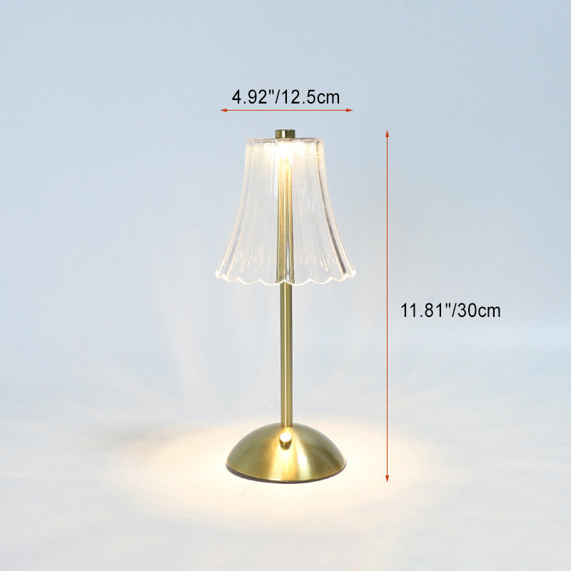 コンテンポラリー レトロ 充電式 アイアン PS コニック シリンダー スカート ストライプ LED テーブルランプ ベッドサイド用 