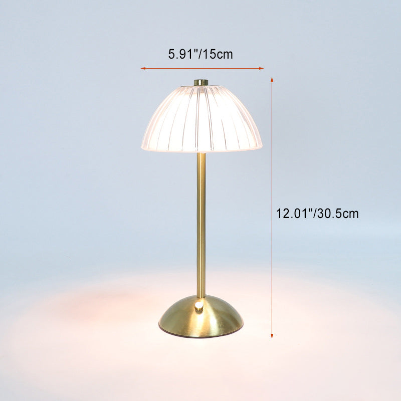 Zeitgenössische Retro Wiederaufladbare Eisen PS Kegelförmige Zylinder Rock Gestreifte LED Tischlampe Für Nachttisch 