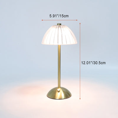 コンテンポラリー レトロ 充電式 アイアン PS コニック シリンダー スカート ストライプ LED テーブルランプ ベッドサイド用 