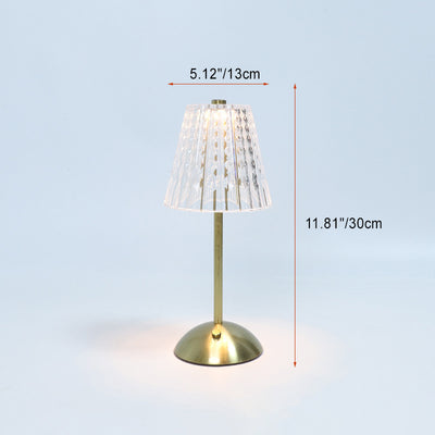 コンテンポラリー レトロ 充電式 アイアン PS コニック シリンダー スカート ストライプ LED テーブルランプ ベッドサイド用 