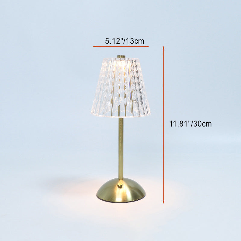 コンテンポラリー レトロ 充電式 アイアン PS コニック シリンダー スカート ストライプ LED テーブルランプ ベッドサイド用 