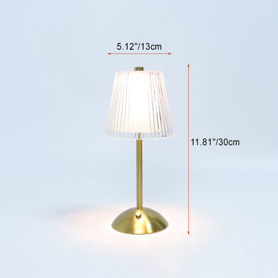 コンテンポラリー レトロ 充電式 アイアン PS コニック シリンダー スカート ストライプ LED テーブルランプ ベッドサイド用 