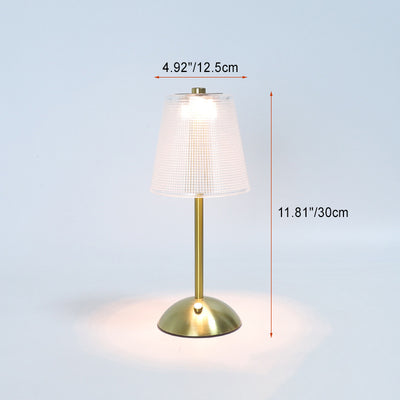 コンテンポラリー レトロ 充電式 アイアン PS コニック シリンダー スカート ストライプ LED テーブルランプ ベッドサイド用 