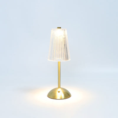 コンテンポラリー レトロ 充電式 アイアン PS コニック シリンダー スカート ストライプ LED テーブルランプ ベッドサイド用 