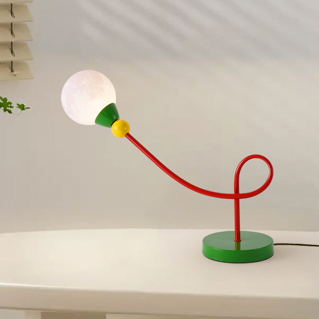Lámpara de mesa de 1 luz con cable de luna de PLA de hierro para niños de estilo Art Deco moderno para estudio 