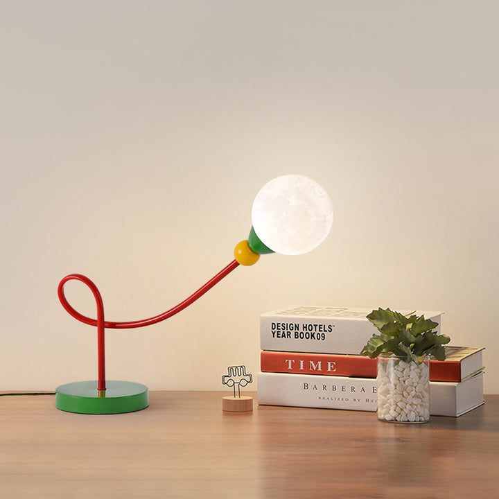 Lámpara de mesa de 1 luz con cable de luna de PLA de hierro para niños de estilo Art Deco moderno para estudio 